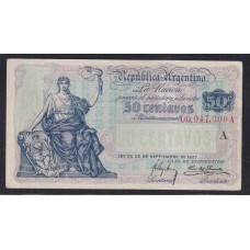 ARGENTINA COL. 345a BILLETE DE $ 0,50 CAJA DE CONVERSION RARO BOT. 1521 SIN CIRCULAR UNC